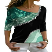 Capreze Women Oblique ogrlice vrhovi labavi blok u boji TUNIC Bluza Radni pulover Baggy majica