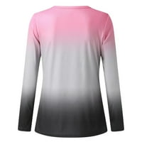 Zunfeo Womens Tops Clearence - Novi dolazak tiskani blosue dugih rukava majice ružičasti l