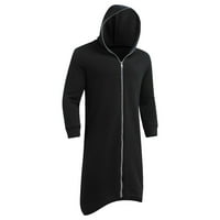 Muška kapuljača Čvrsta boja Osoba tamno stil punog tijela patentni zatvarač dugim kapuljačom džemper jakna Ležerne dukseri