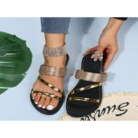 Oucaili Dame Beach Sandal Comfort Ravne sandale Strappy Slides Lagane ljetne papuče Street Cipele Gold