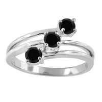Mauli dragulji za angažovanje prstenova za žene 0. Carat Black Diamond Designer modni prsten 4-prong 10k bijelo zlato