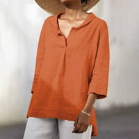 FESFESFES Vrhovi za WOMEM Ležerne prilike za ljetnu majicu Modni ženski ljetni solid lapeli rukavi seksi vrhunska bluza Henley Chirt bluza na prodaju