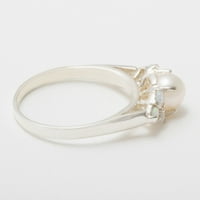 Britanci izrađeni sterling srebrni kultivirani prsten od srebra i Opal Womens - Opcije veličine - Veličina
