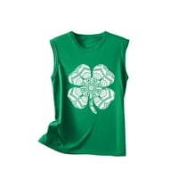 St. Patricks Dan vrhovi za žene djetelina Grafička majica bez rukava bez rukava casual crewneck labav