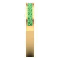 0. CT Sjajno princeze simulirani zeleni dijamant 14k žuti zlatni nosač za slaganje SZ 8