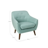 Tkanina tapacirana drvena akcentna stolica sa gumbom s gumbom koja se nalazi na leđima i jastucima, plava i smeđa