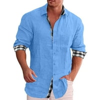 Muškarci Dnevna pamučna posteljina majica dugih rukava Hipi Casual Beach T majice sa bluzom majica gumba