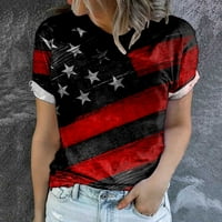 Žene 4. srpnja Majica Ženska američka majica zastava Stars Striped Crewneck Casual Kratki rukav USA