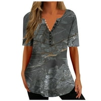 Yyeselk ljetne bluze za žene Business Casual Button Up V-izrez kratkih rukava Tunički vrhovi modni prekrasni