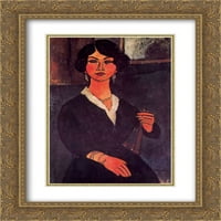 Amedeo Modigliani Matted Gold Ornate uramljeni umjetnički ispis 'sjedeći alžirski almaiisa'
