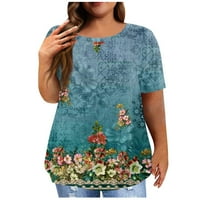 Ženska majica s kratkim rukavima Okrugli vrat Plus majica s majicom od tiskanih ležernih vrhova na prodaju