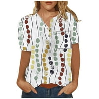 Fragarn seksi vrhovi za žene Ljetni cvjetni uzorak bluza V-izrez kratki rukav udobne dressy tshirts