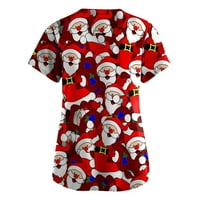 Naughtyhoohood božićne bagene Bluze za žene, žene kratki rukav V-izrez V-izrez Monkey odijelo Božićni