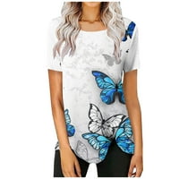 Ženski ljetni okrugli vrat kratki rukav leptir s pulovernim rukavima