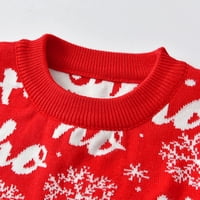 Toddler Boys Girgi Božićni crtani Dinosaur Santa Print džemper s dugim rukavima Topli pleteni pulover