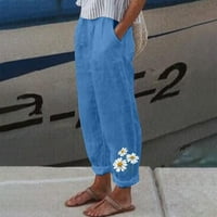 Obrežene hlače za žene ured za žene Capri hlače sa džepovima širok nogu casual mekani hlače lagane kaprisu
