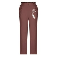 qolati capris hlače za žene ljetni vintage print elastični dukseri visokih struka Ležerne prilike ravne