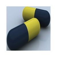 Plave i žute kapsule lijekova na otvorenom u boji