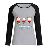 Koaiezne bluze za žene dame modni božićni stakleni štampu s rukavom rukavom rukav rukav rukav majica