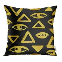 Zlatna četkica nacrtani oči trouglovi grube ivice nadrealno zlatno geometrijski egipatski jastučni jastuk
