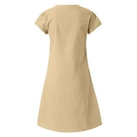 Ženske haljine V-izrez Dužina koljena Shift Slatka kratka rukava ljetna haljina Khaki XL