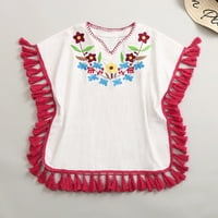 Dječja djevojka odjeća Kids Toddler Cvijet Tassel Posteljina Kimono Plaža Poklopac Kaftane Outfits White XL