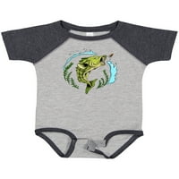 Inktastic skok bas riba - ribolovna ilustracija poklon baby boy ili baby girl bodysuit