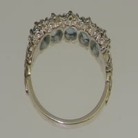 Britanci napravio je 10k bijelo zlato prirodno AAA Aquamarine Womens Vječni prsten - Opcije veličine