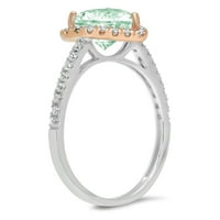 2.27ct Srce rezan zeleni simulirani dijamant 14k bijeli ružin Gold Anniverment HALO prstena veličine