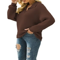 Ženski džemper s dugim rukavima od vrat pletenja sa labavim pulover džemperi
