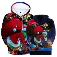 Unise Grinch Božićni hoodie Halloween Realistic 3D Ležerni duks s kapuljačom pulover
