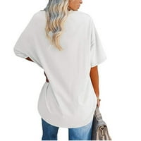 Ženski kratki rukav V izrez Summer Casual Loose Basic Tees vrhovi pune boje meke udobna majica