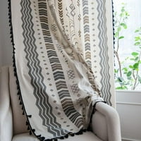 Fringed Bohemian Stil Curtains, tiskane američke zavjese, pamuk i posteljina, 59 * 94