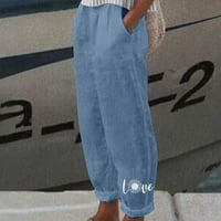 Wyongtao pamučne pantalone za žene suncokret tisak visokog struka Capri hlače široka noga obrezana pant,