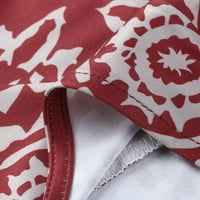 Ženski vrhovi ženske V- izrez cvjetne tiskane tuničke tipke gumba s kratkim rukavima labava bluza