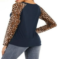 Cindysus Dame Casual Leopard Print Pulover Žene Loose vrhovi dugih rukava Daily Base Basic Lagana majica