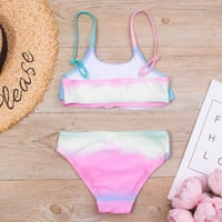 Odieerbi Girls kupaći kupaći kostimi za manilovanje Leopard Gradijent boja na plaži ruffle bikini odijelo