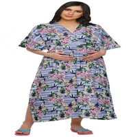 Moomaya ženski tiskani dugi maxi maternity kaftan gumb dolje pamučna haljina