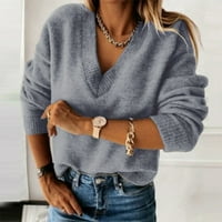 SNGXGN Ženski džemper Grafički prevelizirani pulover Dugi rukavi Visoki vrat rebrasti pulover Dukseri
