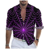 Button up bluze muške casual majice rever v izrez Duksevi s dugim rukavima Grafički novost 3D print modni pad vrhova