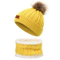 Binmer Kids Winter Beanie šešir toplo pletena skijaška kapa s pompomom i šalkom postavljenim za 1- godine