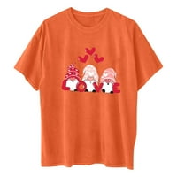 Ženski vrhovi Ženski dan zaljubljenih tiskani ljubavni tisak ramena s kratkih rukava majica narandžasta