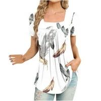 Ženske vrhove bluza Žene kratki rukav labav solid boju ljetni scroop majice svijetlo siva 2xl