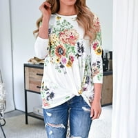 Meuva ženski dugi rukav s dugim rukavima cvjetni ispisani majica TOP casual fit majica