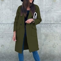 Blazer jakne za žene, predimenzionirani gumb za rever dole srednje duge jakne zimski kaputi Blazer Oured