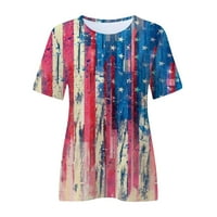 Hanas ženske ljetne patriotske majice casual dan za neovisnost kratkih rukava Ispis 4. jula okrugle