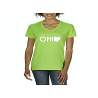 Ženska majica V-izrez kratki rukav - Mapa Ohio