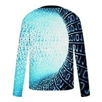 Uorcsa Dnevni rukav Ležerni uzorak 3D tiskani posadni vrat pulover muškarci T majice mornarice