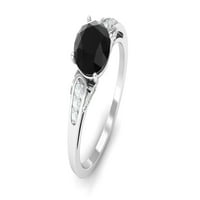 1. CT Black Spinel Angažman prsten sa moissine, crnim spinelom i moissitnim prstenom, 14k bijelo zlato,
