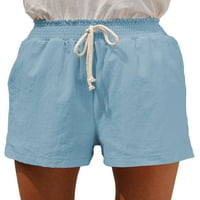 Capreze ženske kratke hlače obični džepovi za izvlačenje struka Lounge Hlače Ljeto plaža Baggy Baggy Hots Light Blue XL